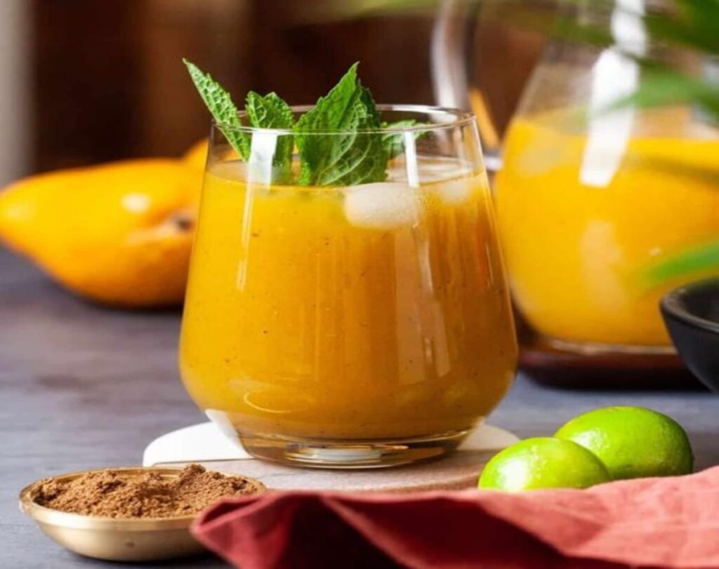 Indian Mango Shikanji refreshing summer drink.