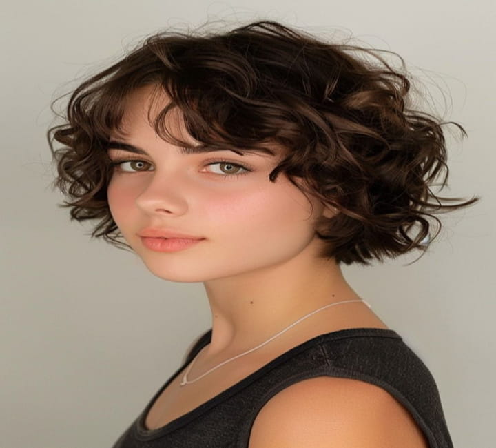 Short Curly Bob Hairstyle for Girls