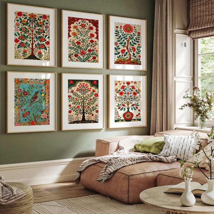 Colorful Indian wall art into your living room